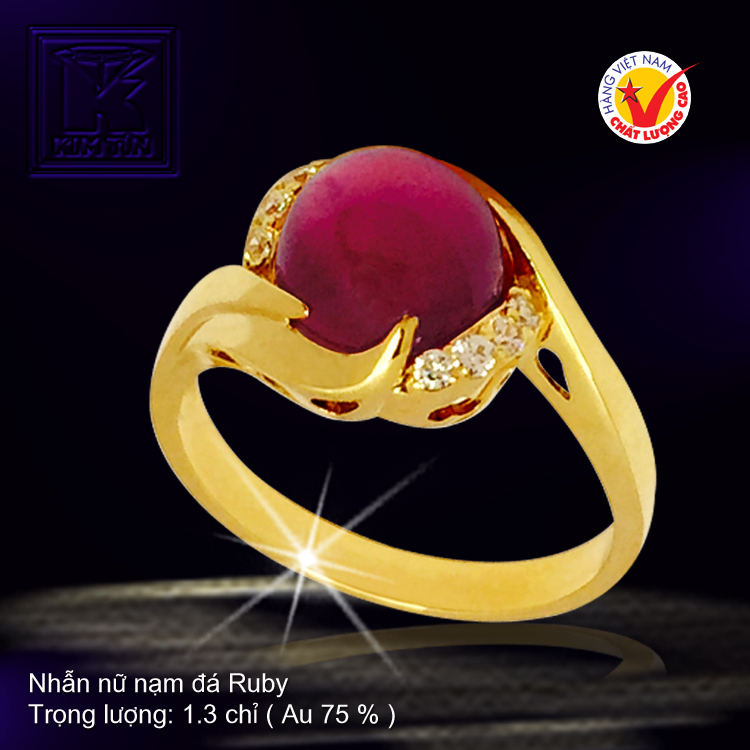 Nhẫn nữ nạm đá Ruby